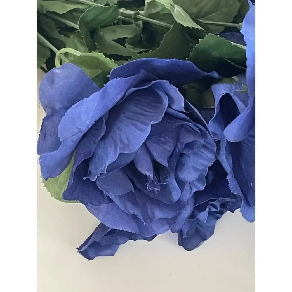 One Bush Of 24 Head Royal Blue Silk Roses